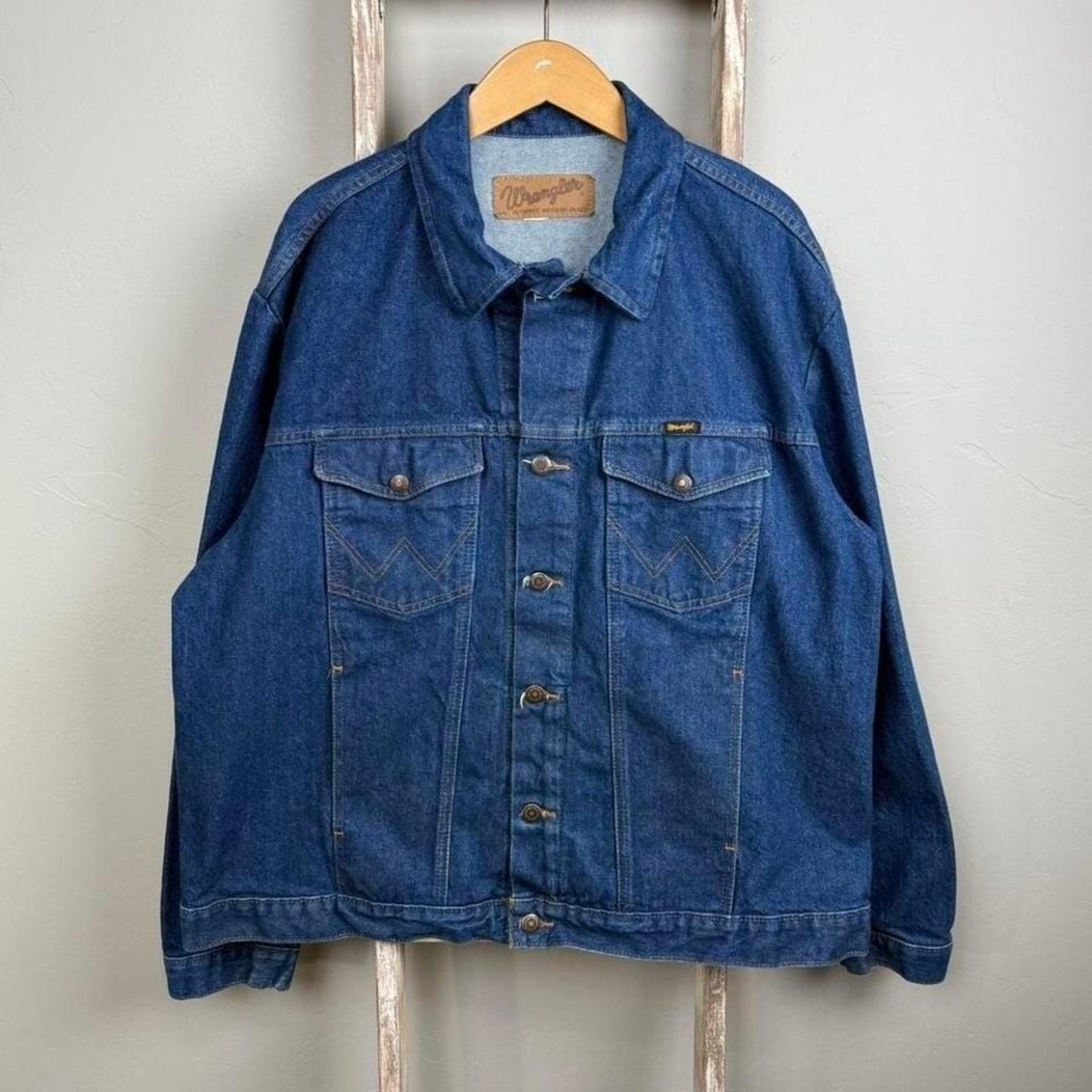 Vintage 90s Wrangler Blue Denim Cowboy‎ Western Jacket size 54